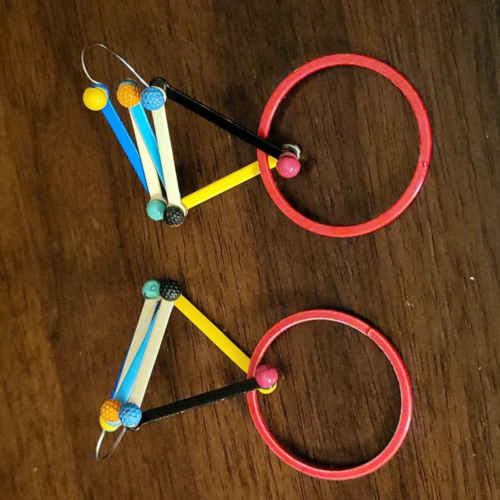 Eve Kaplin Vintage 80s Geometric Earrings - Picture 3 of 7